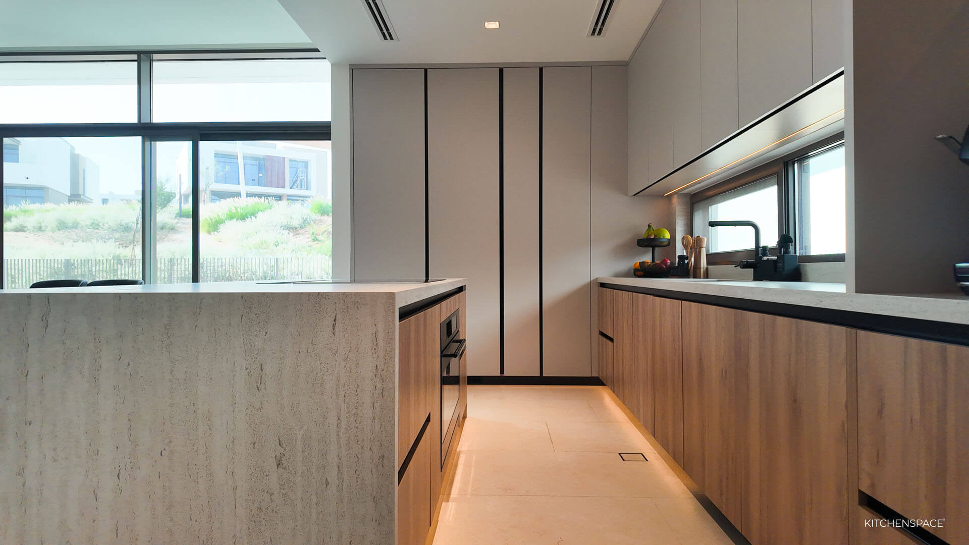 Modern Minimalist Fluted Island Kitchen